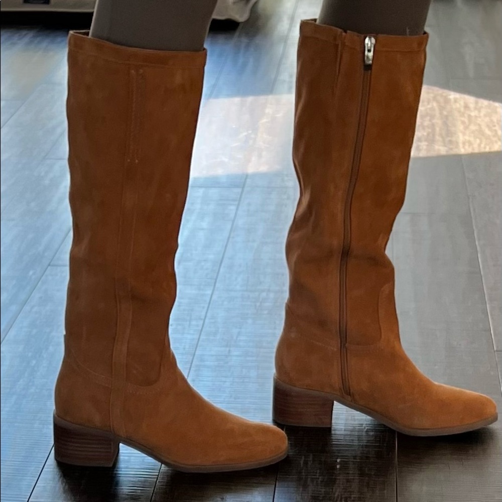 Tan suede boots. Worn once! Size 8 1/2